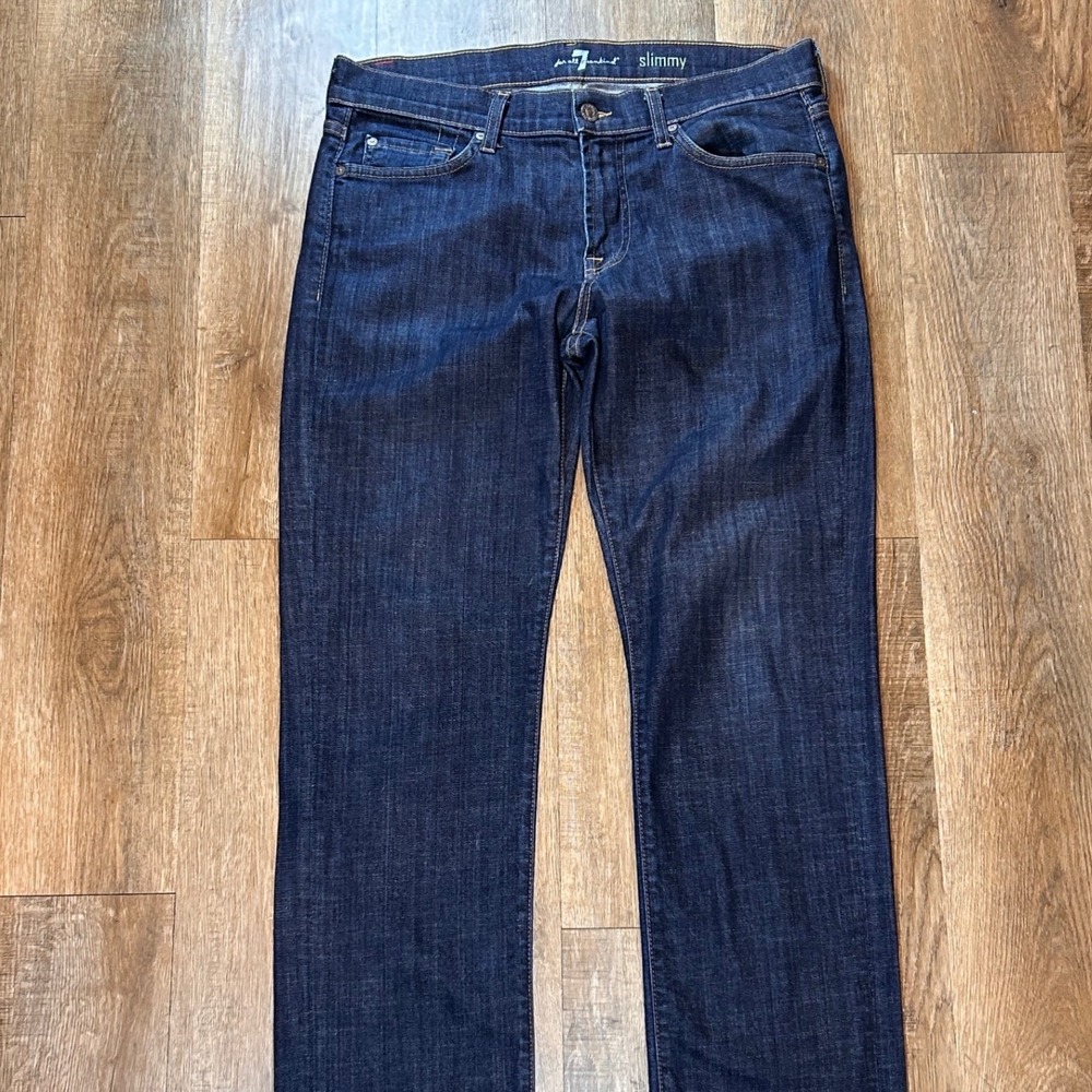 7 For All Mankind Men's Slimmy Jeans Dark Wash Cabincore Slim Fit Denim Size 33